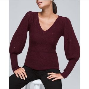WHBM cabernet sequin v-neck sweater